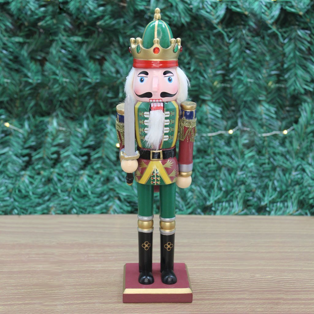 Boneco Natal Papai Noel Madeira Guarda Quebra Nozes 30cm - 1