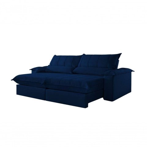 Sofá Genova Retrátil e Reclinável 240m com Molas Pocket - Azul