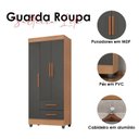 Ver imagem 4 de Guarda Roupa Solteiro Ambiente Lite 3 Portas Nature Cinza – Móveis Leão