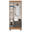 Ver imagem 3 de Guarda Roupa Solteiro Ambiente Lite 3 Portas Nature Cinza – Móveis Leão