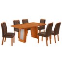 Ver imagem 2 de Mesa de Jantar Carolina 180cm Tp MDF Laminado Canto Copo Base Detalhe Off White com 6 Cadeiras Carol