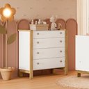 Ver imagem 1 de Cômoda Infantil Charlotte 4 Gavetas MDF-MDP Puxador Metalizado Branco Mais de Casa