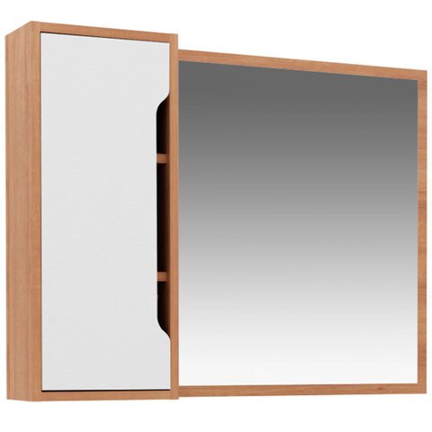 Espelheira para Banheiro 80 Cm com 1 Porta Amêndoa/branco