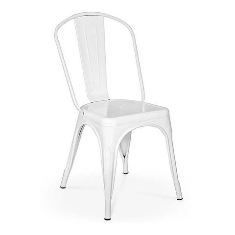 Cadeira Design Tolix Iron Industrial Aço Carbono Branca
