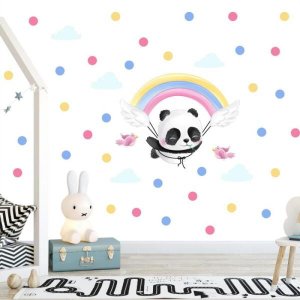 Adesivo kit infantil animal panda arco-íris