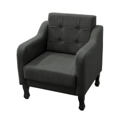 Poltrona Bella Para Sala Decorativa Suede:Cinza Grafite - 1