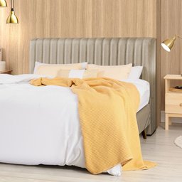Cabeceira Cama Box Casal 1,40m Estofada Havai Linho Capuccino - 1