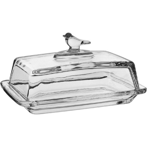 Manteigueira Retangular Home&co com Tampa Vidro 9x10x17cm Transparente
