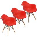 Ver imagem 1 de Kit 3 Cadeiras Charles Eames Eiffel com Braço Preta Branca Bege Outras