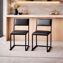 Ver imagem 1 de Kit 2 Cadeira Empilhável Preta Assento e Encosto Estofado Preto