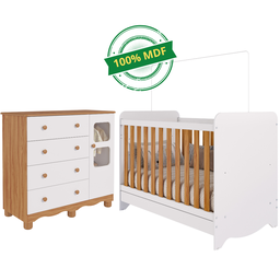 Quarto de Bebê Completo com Berço Americano Ben 3 em 1 Cômoda Uli 4 Gavetas 100%mdf Móveis - 2