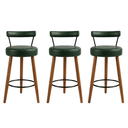 Ver imagem 1 de Kit 3 Banquetas Altas 60 Cm Estofada Corino Verde com Encosto Retrô P/ Cozinha Área Gourmet Balcão