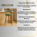 Ver imagem 6 de Kit 3 Banquetas Altas 60 Cm Estofada Corino Verde com Encosto Retrô P/ Cozinha Área Gourmet Balcão