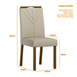 Cadeira para Mesa de Jantar Anitta Kit 2 Peças Amendoa Veludo Nude – New Ceval - 2