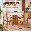 Ver imagem 6 de Conjunto Mesa de Jantar Redonda Slin Mel 4 Cadeiras Sol Linho Bege