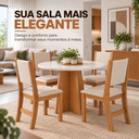 Ver imagem 4 de Conjunto Mesa de Jantar Redonda Slin Mel 4 Cadeiras Sol Linho Bege