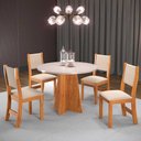 Ver imagem 2 de Conjunto Mesa Redonda 90x90 Tampo em Mdf 4 Cadeiras Sol Slin Viero Mel/off White
