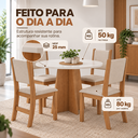 Ver imagem 5 de Conjunto Mesa de Jantar Redonda Slin Mel 4 Cadeiras Sol Linho Bege
