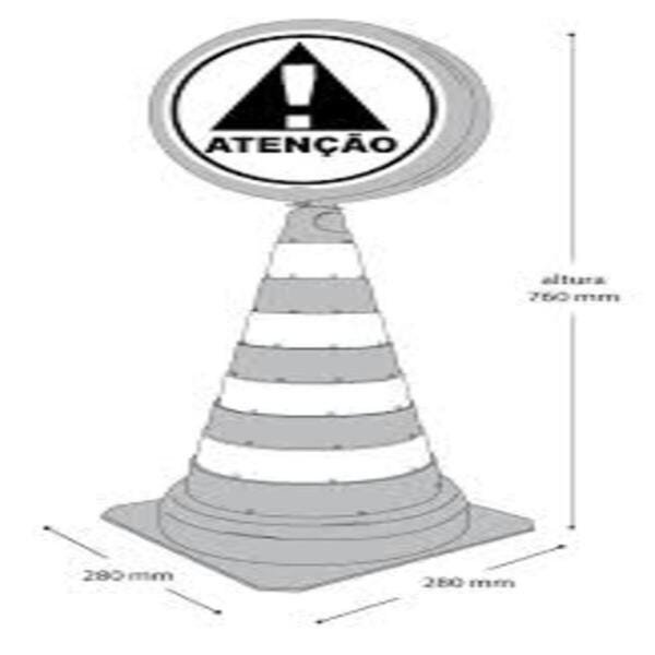 Cone Retratil com Placa de Sinalização Atenção para Carro Eventos Estacionamento e Proteção Laranja - 5