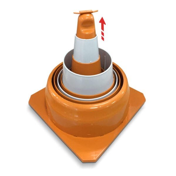 Cone Retratil com Placa de Sinalização Atenção para Carro Eventos Estacionamento e Proteção Laranja - 3
