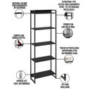 Ver imagem 6 de Kit Para Escritório Estante Areta 5 Prateleiras Mesa Industrial Aspen 90cm C01 Onix - Lyam Decor