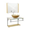 Ver imagem 2 de Gabinete de Vidro 60cm para Banheiro Cuba Redonda Dourado - Dahora