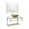 Gabinete de Vidro 60cm para Banheiro Cuba Redonda Dourado - DaHora - 2