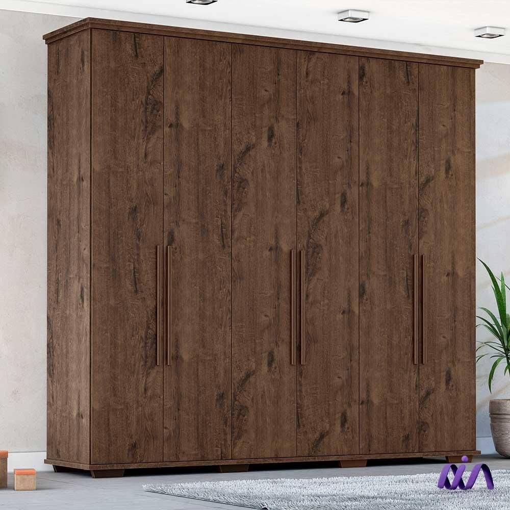 Roupeiro Casal 6 Portas 5 Gavetas Jacarandá Everest Max Zanzini