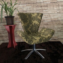 Kit Duas Poltronas Giratória Elegance Jacquard:dourado com Preto - 4