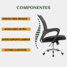 Cadeira de Escritório Ergonômica B33 Luvinco Estofado Mesh Braço Executivo Giratória Ajustável - 8