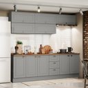 Ver imagem 2 de Cozinha Modulada 11 Pecas 240cm Ce381 Americana Cinza Nature Henn
