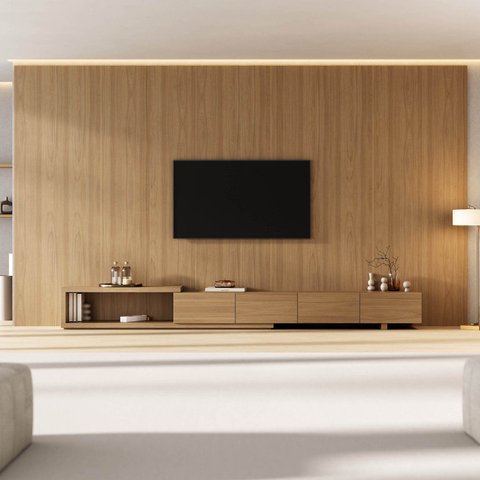 Rack Extensível com Painel TV 86 Polegadas Planejado 400x230cm Aruá CabeCasa MadeiraOriginals Marrom