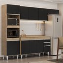 Ver imagem 2 de Armário de Cozinha Modulada 4 Peças CP11 Balcão com Tampo Castanho/Preto - Lumil Lumil Móveis