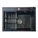 Ver imagem 3 de Kit Cuba Pia Aço Inox Preta Quadrada Gourmet e Torneira Flexível Preta e Dourada Brinovar