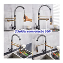 Ver mais imagens de Kit Cuba Pia Aço Inox Preta Quadrada Gourmet e Torneira Flexível Preta e Dourada Brinovar