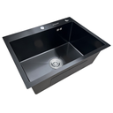 Ver imagem 2 de Kit Cuba Pia Aço Inox Preta Quadrada Gourmet e Torneira Flexível Preta e Dourada Brinovar