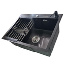 Ver imagem 4 de Kit Cuba Pia Aço Inox Preta Quadrada Gourmet e Torneira Flexível Preta e Dourada Brinovar
