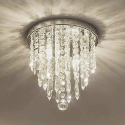 Lustre Acrílico Cristal para Sala Quarto Redondo Base Inox - 2