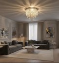 Ver imagem 2 de Lustre Acrílico Cristal para Sala Quarto Redondo Base Inox