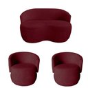 Ver imagem 2 de Kit Namoradeira + 2 Poltronas Decorativa Beatriz Orgânica Suede Marsala