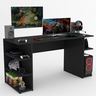 Mesa para Computador Gamer Tech para 2 Monitores 3 Prateleiras Preto - Panorama Móveis - 5