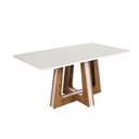 Ver imagem 2 de Conjunto Mesa Retangular Agnes Vidro Off White 6 Cadeiras Stela com Apliques Corriente Areia Freij