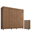 Ver imagem 1 de Guarda Roupa Casal Porto com Cômoda Lite 4 Gavetas Carvalho Oak – Móveis Leão