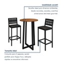 Ver imagem 5 de Conjunto Mesa Bistrô Tampo Madeira Maciça Coliseu com 2 Banquetas Barcelona