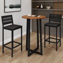 Ver imagem 1 de Conjunto Mesa Bistrô e 2 Banquetas Tampo de Madeira Maciça Coliseu Barcelona Preto/Cinamomo