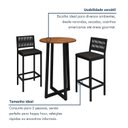 Ver imagem 5 de Conjunto Mesa Bistrô e 2 Banquetas Tampo de Madeira Maciça Coliseu Barcelona Preto/Cinamomo