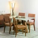 Ver imagem 1 de Conjunto de Jantar Mesa com Vidro Avena 4 Cadeiras Ella - Canella C/ Caramelo