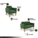 Ver imagem 3 de Conjunto 2 Poltronas e 1 Namoradeira Decorativa Isabella Pés Fixo em Madeira Castanho Suede Verde G1