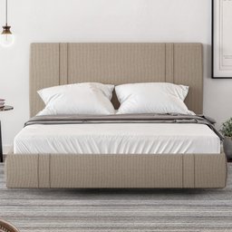 Cama Queen Flutuante com Cabeceira 160cm Lyra S05 Linho Bege - Mpozenato - 6