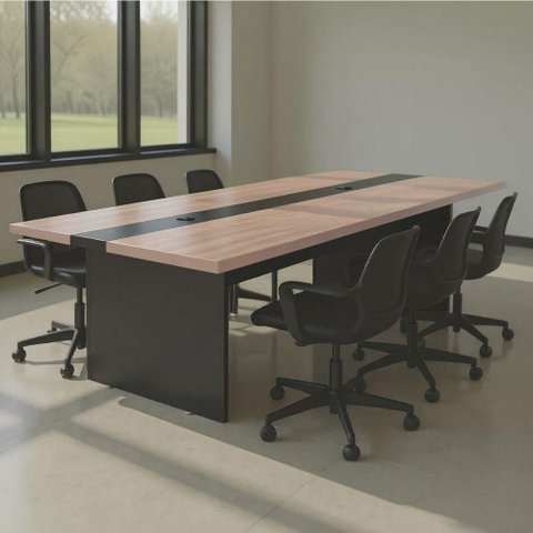 Mesa de Reunião Retangular Porto de Siena Moderno MDP 110cm Nogueira Plata Móveis
